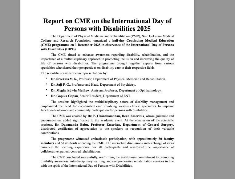International day with persons with Disabilities - December 2025