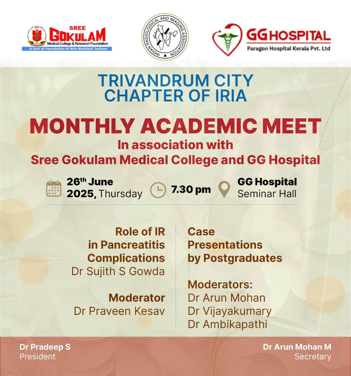 'Monthly Academic Meet' with Indian Radiological & Imaging association and GG hospital, 26.06.2025.