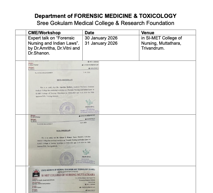 Expert talk on “Forensic Nursing and Indian Laws”.-30,31 January 2026